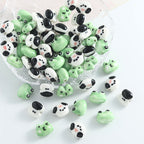 Hand Painted Frog and Puppy Ceramic Beads Glossy Finish 5pcs 4