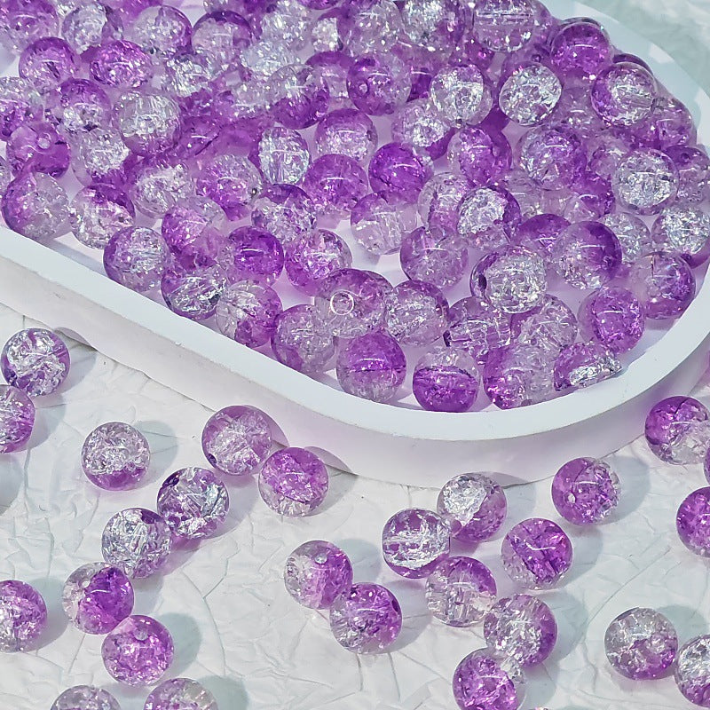 Crackle Glass Beads Round 10mm Transparent Mixed Colors 50pcs 33