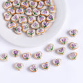Hand Painted Heart Ceramic Beads 14mm Floral Pattern 5pcs 6