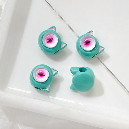 Cat Eye and One-Eyed Beast Metal Beads 10mm Baking Painted 10pcs 15