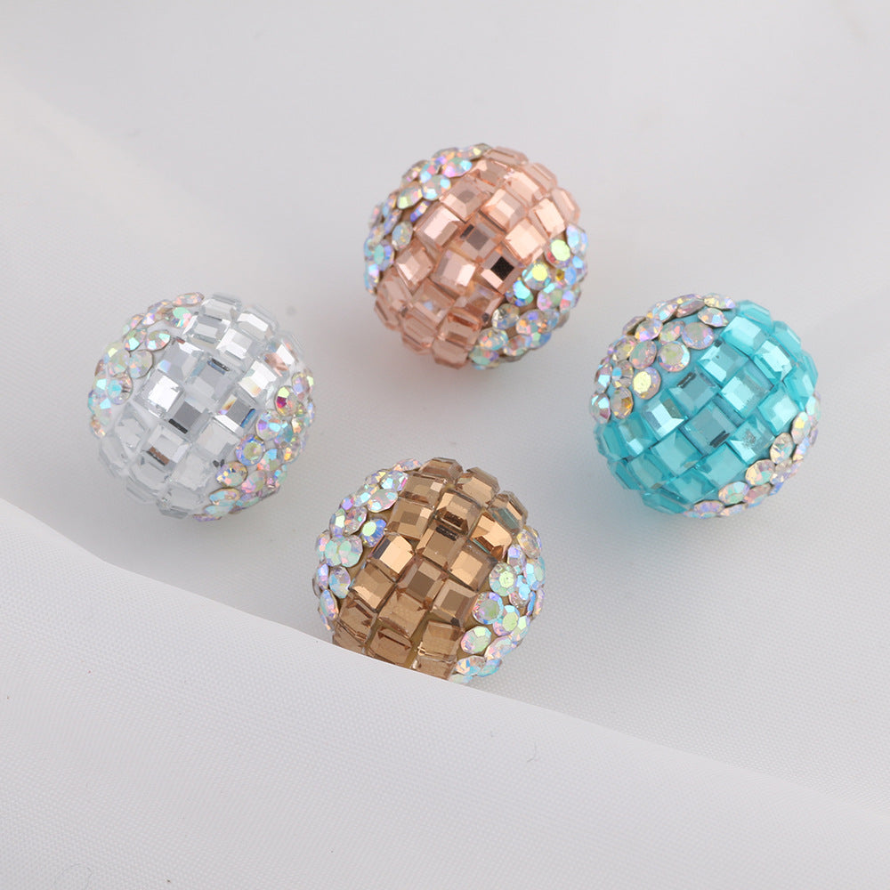 Disco Ball Rhinestone Beads 16mm Iridescent Acrylic 6pcs