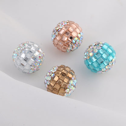 Disco Ball Rhinestone Beads 16mm Iridescent Acrylic 6pcs