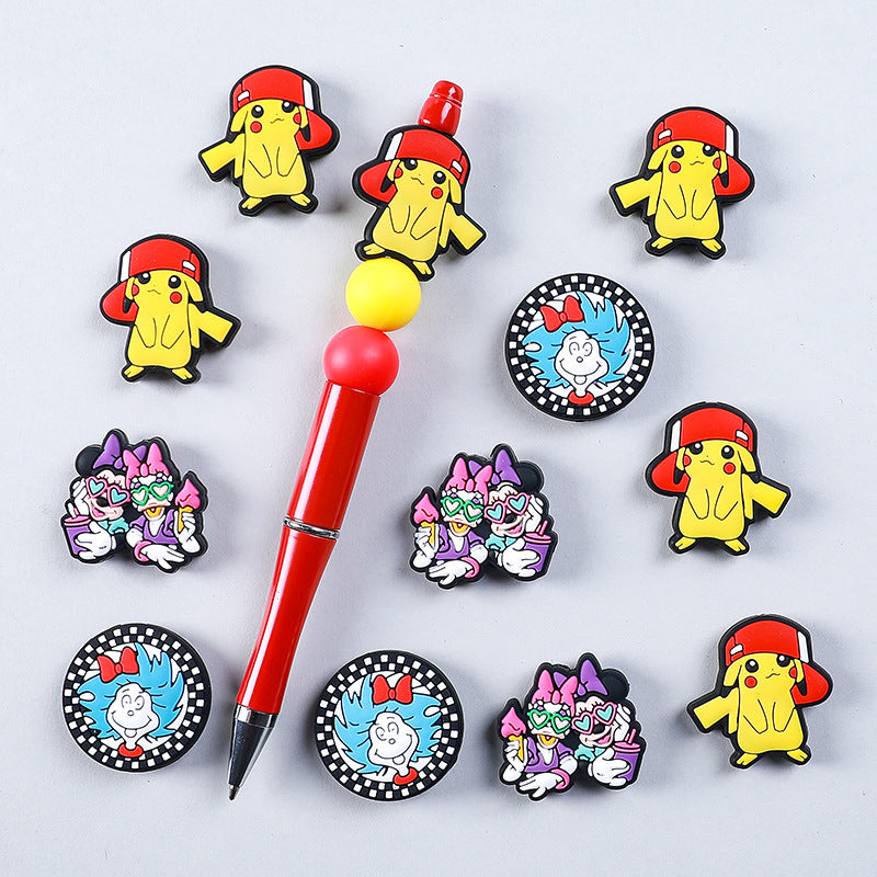 Silicone Focal Beads Dr Seuss Pikachu Character Red Sun Hat 20pcs 2