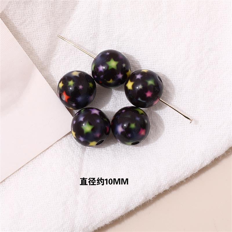 Japanese Vintage Showa Printed Resin Beads 10/12mm Glossy Floral 15pcs 17