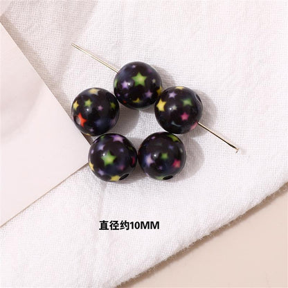 Japanese Vintage Showa Printed Resin Beads 10/12mm Glossy Floral 15pcs 17