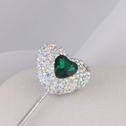 Rhinestone Heart Clay Beads 24mm Colorful Sparkling 6pcs 18