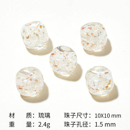 Lampwork Glass Beads Round 12mm Crackle Sugar Texture Foil 25pcs 5