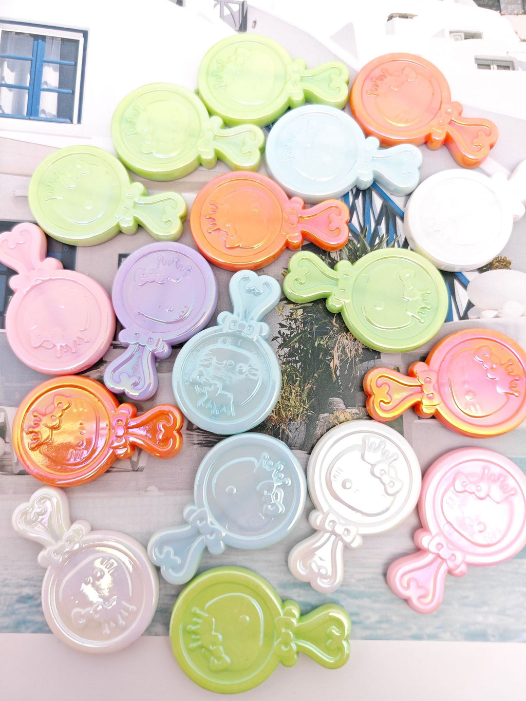 Plating KT Mirror Acrylic Beads 40mm Rounded Embossed Faces 50pcs 6