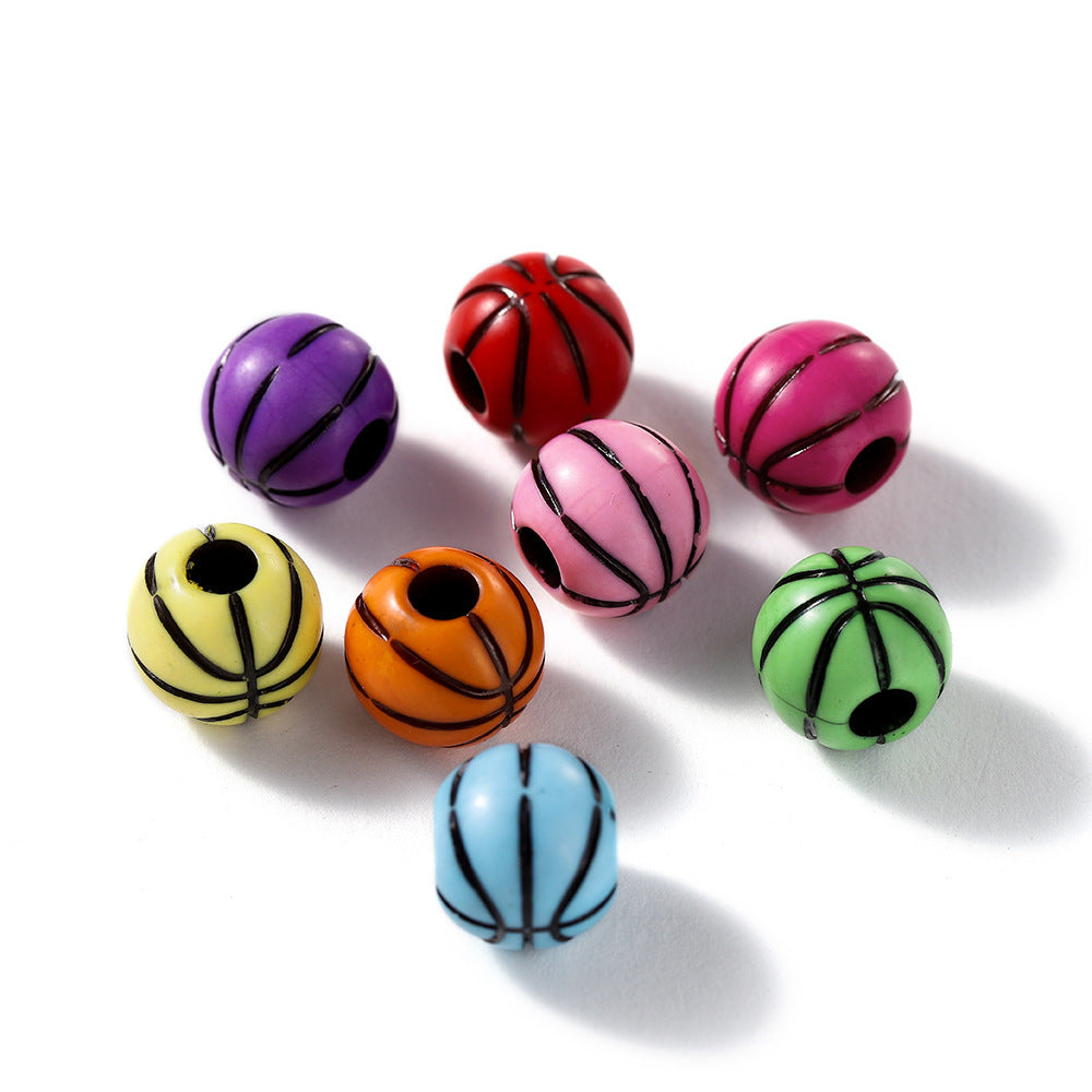 Printed Ball Series Acrylic Beads Colorful Sports Designs 100pcs 12