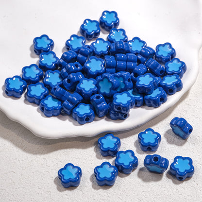 Double-Sided Flower Enamel Acrylic Beads 12mm Dual Color 50pcs 10