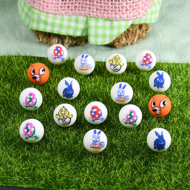 Silicone Focal Beads Easter Bunny Egg Chicken Round 20pcs 2