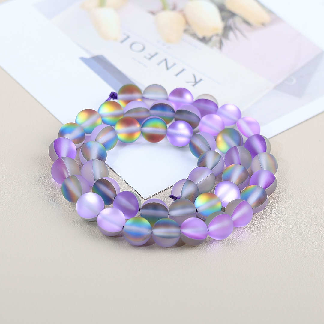 Mermaid Round Glass Beads 6mm Matte Pastel Jewel Tones 40pcs 17