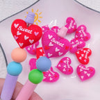 Silicone 3D Focal Beads Valentine Love Heart Raised Sweet Script 20pcs