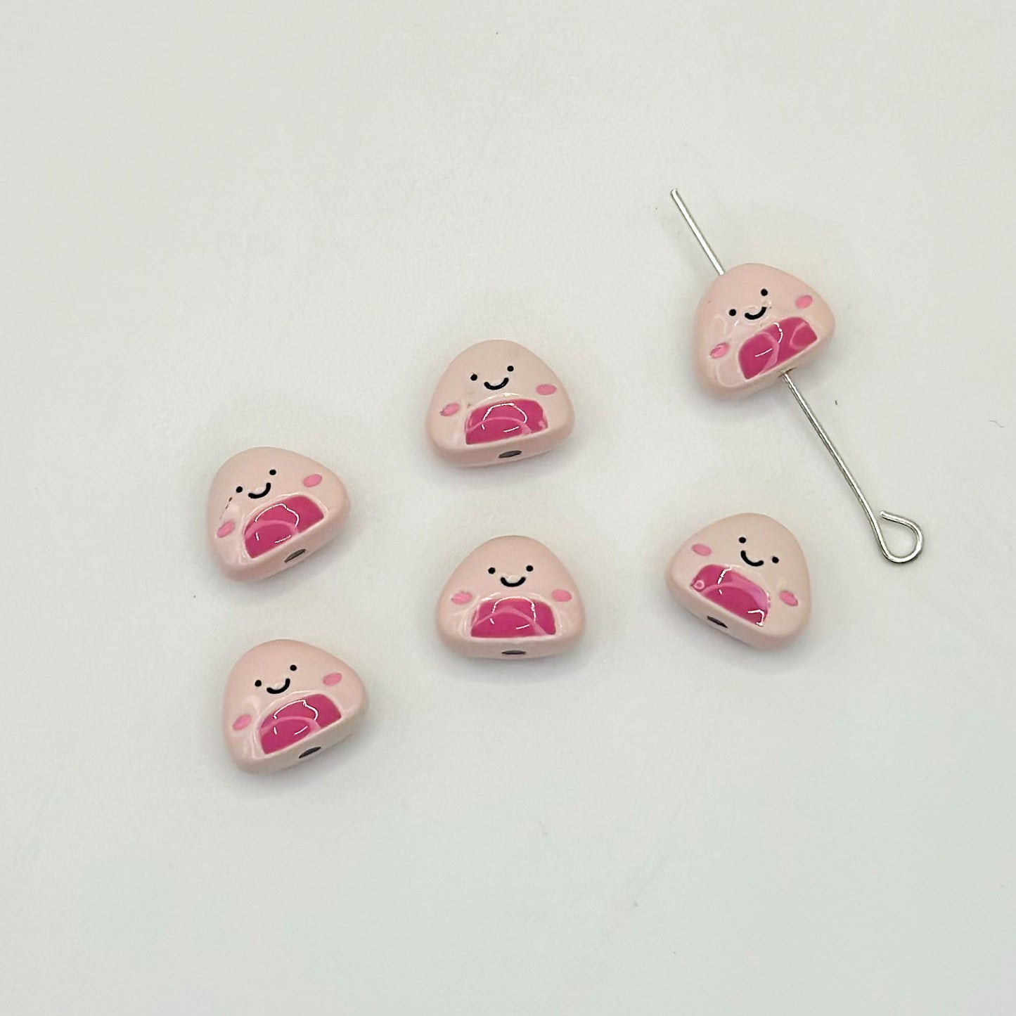 Japanese Rice Ball Metal Beads 8*10mm Enamel Painted Alloy 10pcs 7