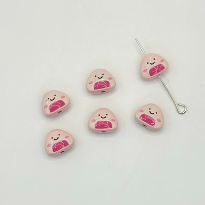 Japanese Rice Ball Metal Beads 8*10mm Enamel Painted Alloy 10pcs 7