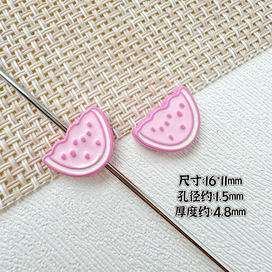Baking Painted Watermelon and Cake Metal Beads 16mm Colorful 10pcs 11
