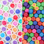 Flat Flower Clay Beads 10mm Colorful Rose Pattern Polymer 100pcs