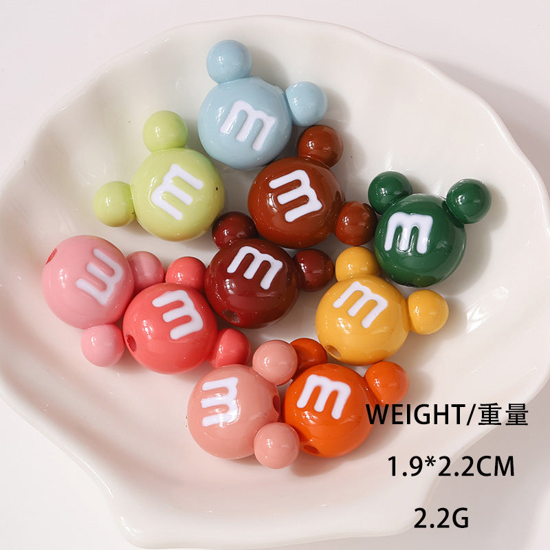 Painted Mickey Head Acrylic Beads 19x22mm Colorful Glossy 50pcs 6