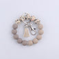 Tassel Leopard Print Silicone Bead Wristlet Keychain Soft Matte 8
