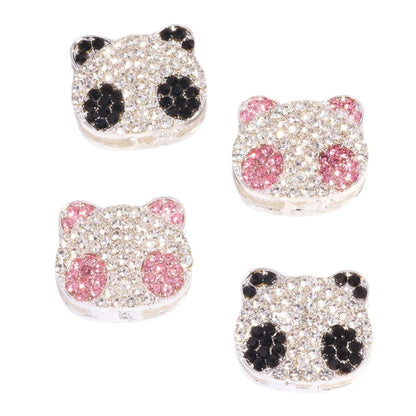 Panda Rhinestone Beads 22mm Clear Black Pink Alloy Encrusted 6pcs 5