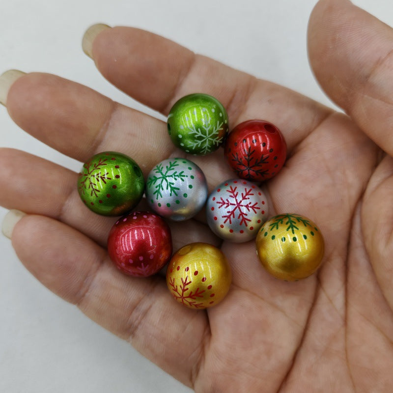 Metallic Snowflake Acrylic Beads 16mm Christmas Colors 100pcs