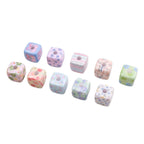 Vintage Spring Floral Plaid Square Acrylic Beads 13mm 50pcs 4