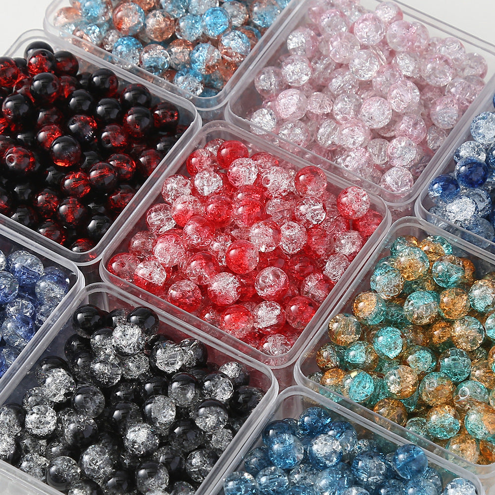 Crackle Round Glass Beads 10mm Vibrant Colors Sparkling Texture 100pcs 2