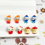 3D Cartoon Character Metal Beads Big Hole Hand Painted Alloy 10pcs