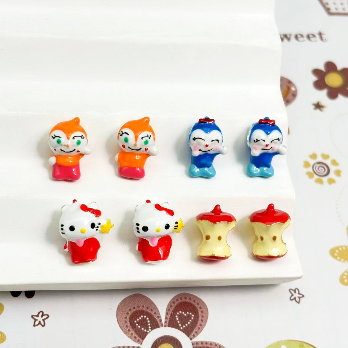 3D Cartoon Character Metal Beads Big Hole Hand Painted Alloy 10pcs