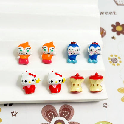 3D Cartoon Character Metal Beads Big Hole Hand Painted Alloy 10pcs