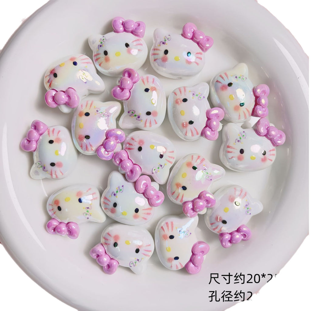 Glossy Sanrio Character Resin Beads 2.5mm Hole Pastel Colors 5pcs 5