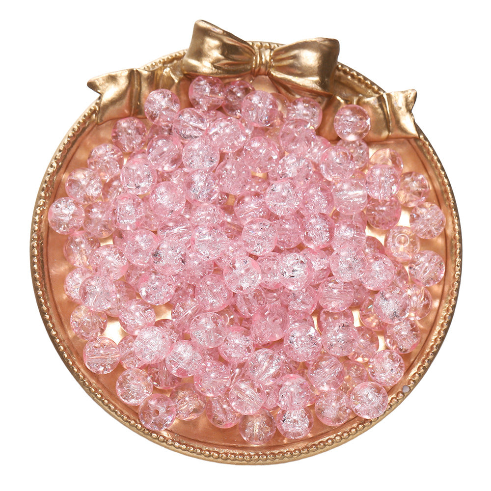Crackle Round Glass Beads 8mm Colored Hole 1.3mm 50pcs 16