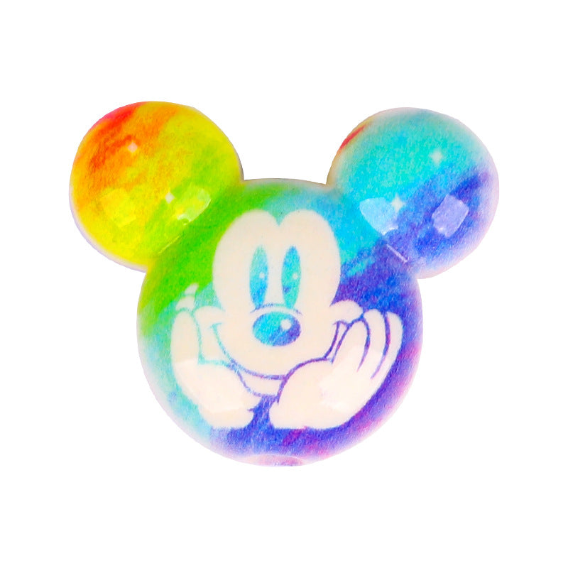 3D Rainbow Mickey Minnie Head Acrylic Beads 28mm 10pcs 5