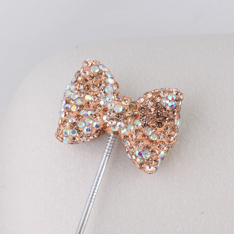Rhinestone Bow Clay Beads 30mm Full Covered 5pcs 10
