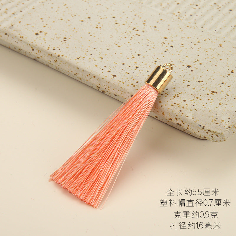 Colorful Polyester Fringe Tassel Keychain with Golden Cap 55mm 50pcs 27