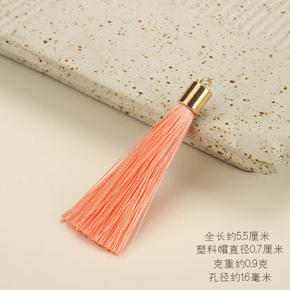 Colorful Polyester Fringe Tassel Keychain with Golden Cap 55mm 50pcs 27