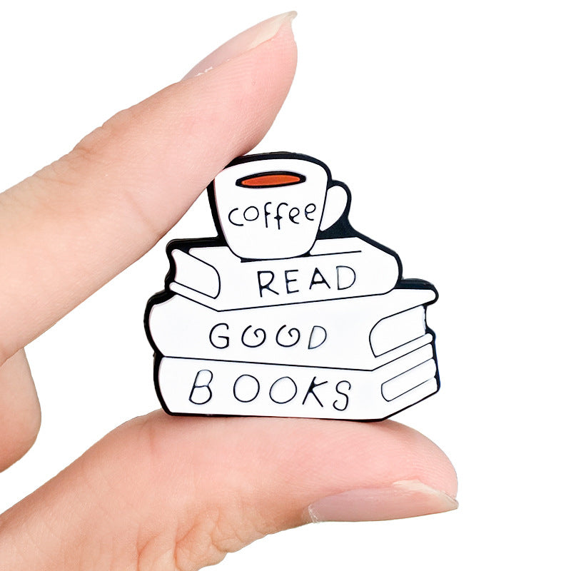 Silicone Focal Beads Coffee Book Stack with Text 20pcs 3