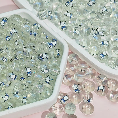 Transparent Round Glass Beads 10mm Cartoon Character Printing 100pcs 9