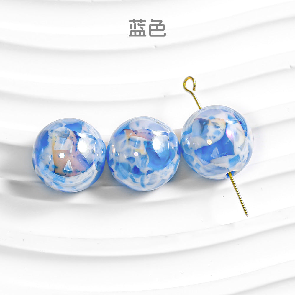 Milk Colored Marbled Resin Beads 16mm Glossy Round 20pcs 8