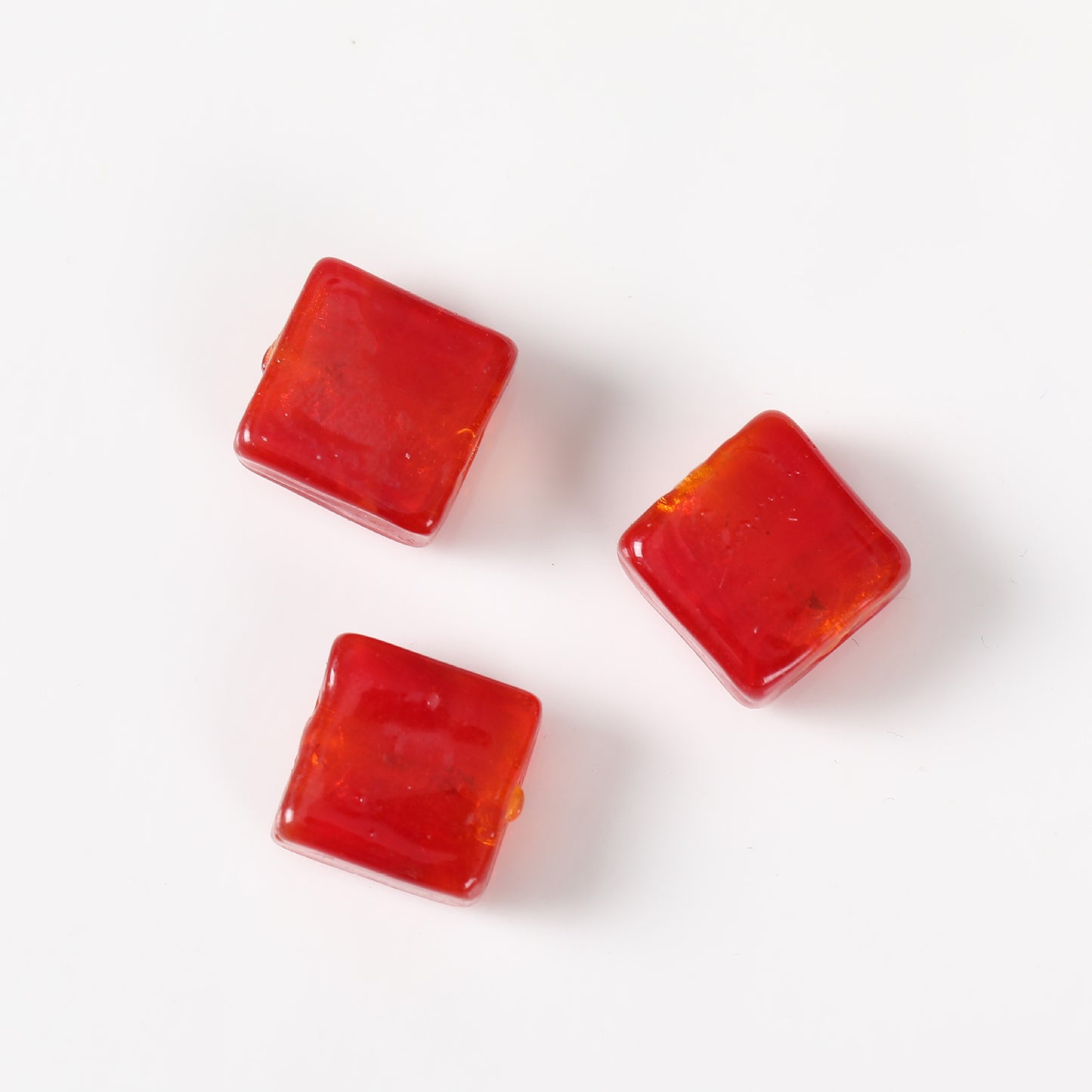Vintage Transparent Lampwork Square Glass Beads 12mm 20pcs 7
