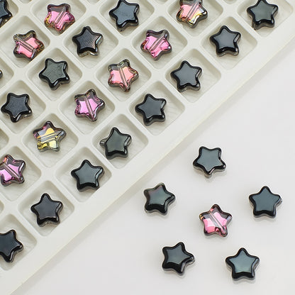 Plated Star Shaped Glass Beads 8mm Rainbow Electroplated 100pcs 8