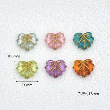 Clear Leaf Acrylic Beads 13mm Gild Embellished 100pcs 4