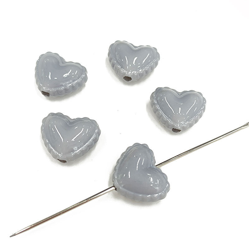 Glossy Painted Lace Heart Acrylic Beads 18mm Colorful Pastel 50pcs 10