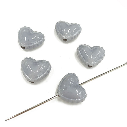 Glossy Painted Lace Heart Acrylic Beads 18mm Colorful Pastel 50pcs 10