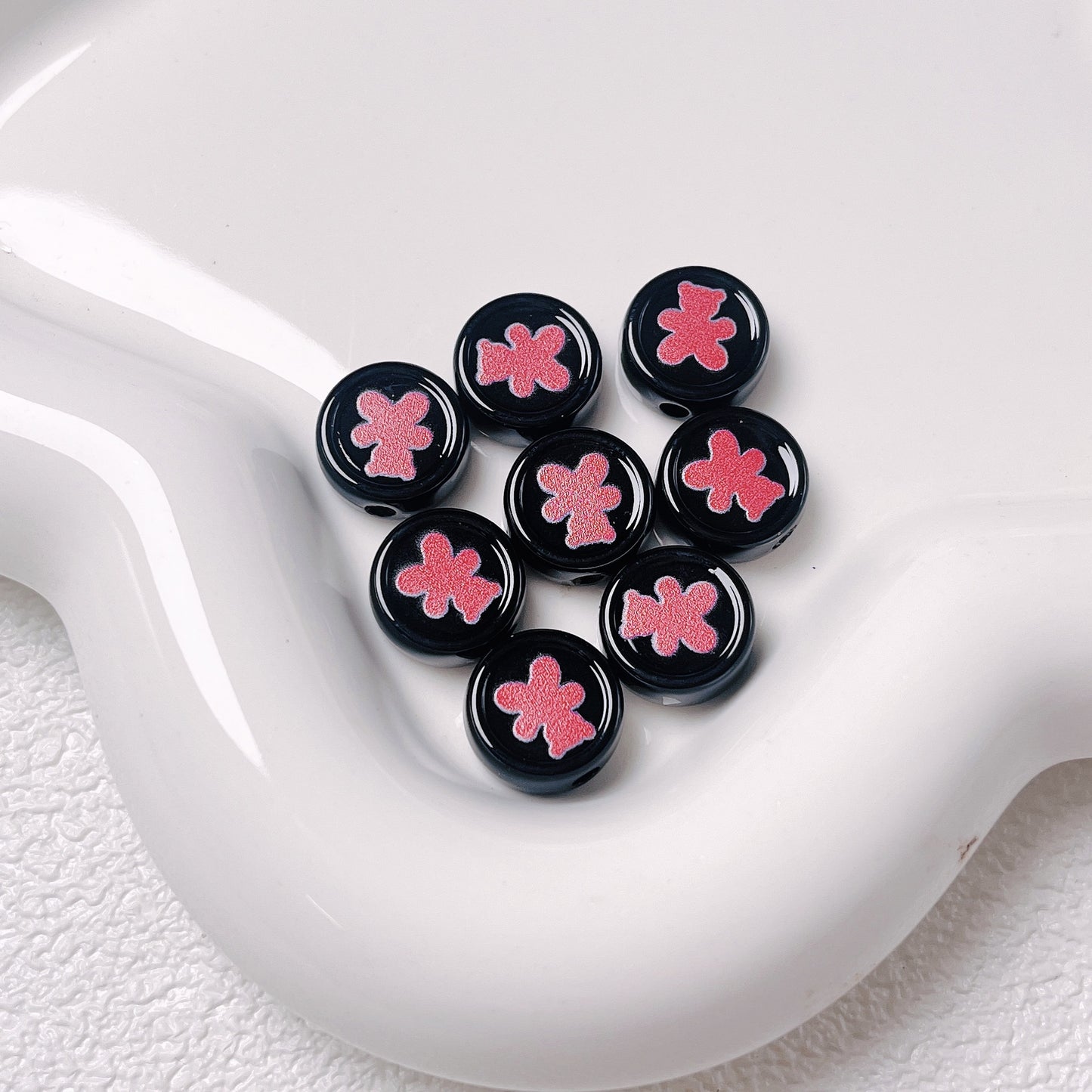 Bear Disc Acrylic Beads 12mm Colorful Mixed 10pcs 16