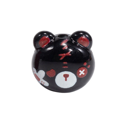 Cartoon Character Bear Head Acrylic Beads 17mm Colorful 10pcs 33