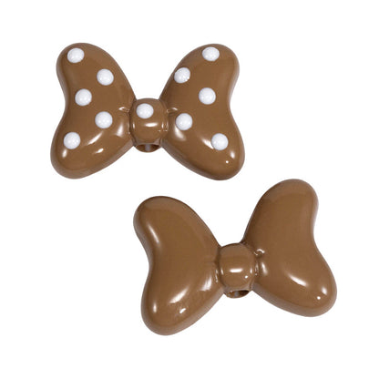 Sweet Polka Dotted Bow Acrylic Beads 29mm Colorful Mixed 10pcs 17