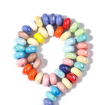 Ceramic Flat Round Spacer Beads 9mm Colored Abacus 55pcs 7