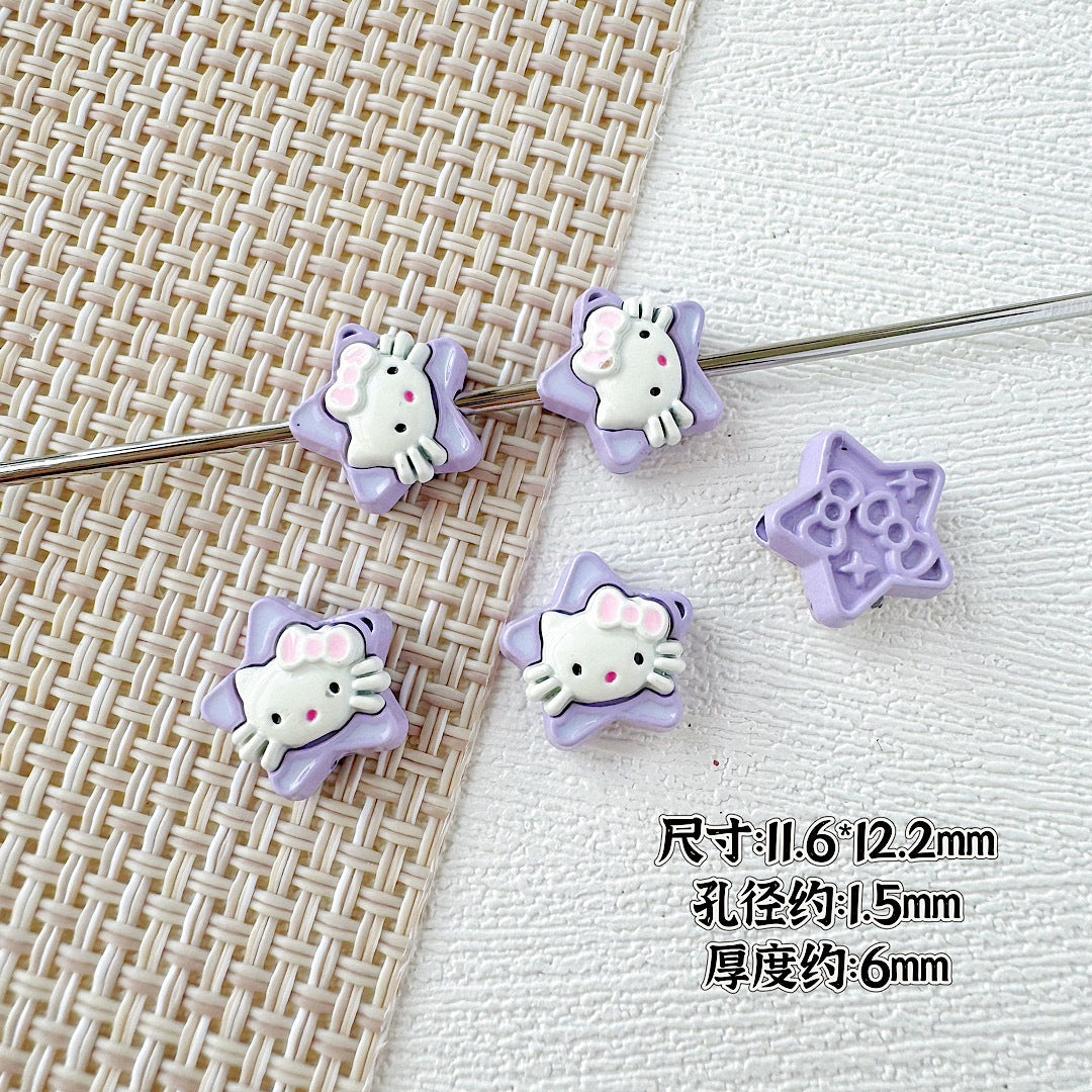 Star Shaped Metal Beads Adorable Painted Animals Glossy Alloy 10pcs 12
