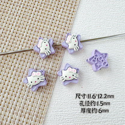 Star Shaped Metal Beads Adorable Painted Animals Glossy Alloy 10pcs 12